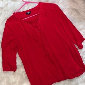 Ana Medium Red Lace Up Dress Shirt